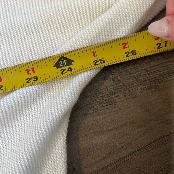 Leith Ruffle Sleeve Modal Cotton Long Sleeve Crewneck White Sweater Lightweight - Picture 10 of 11